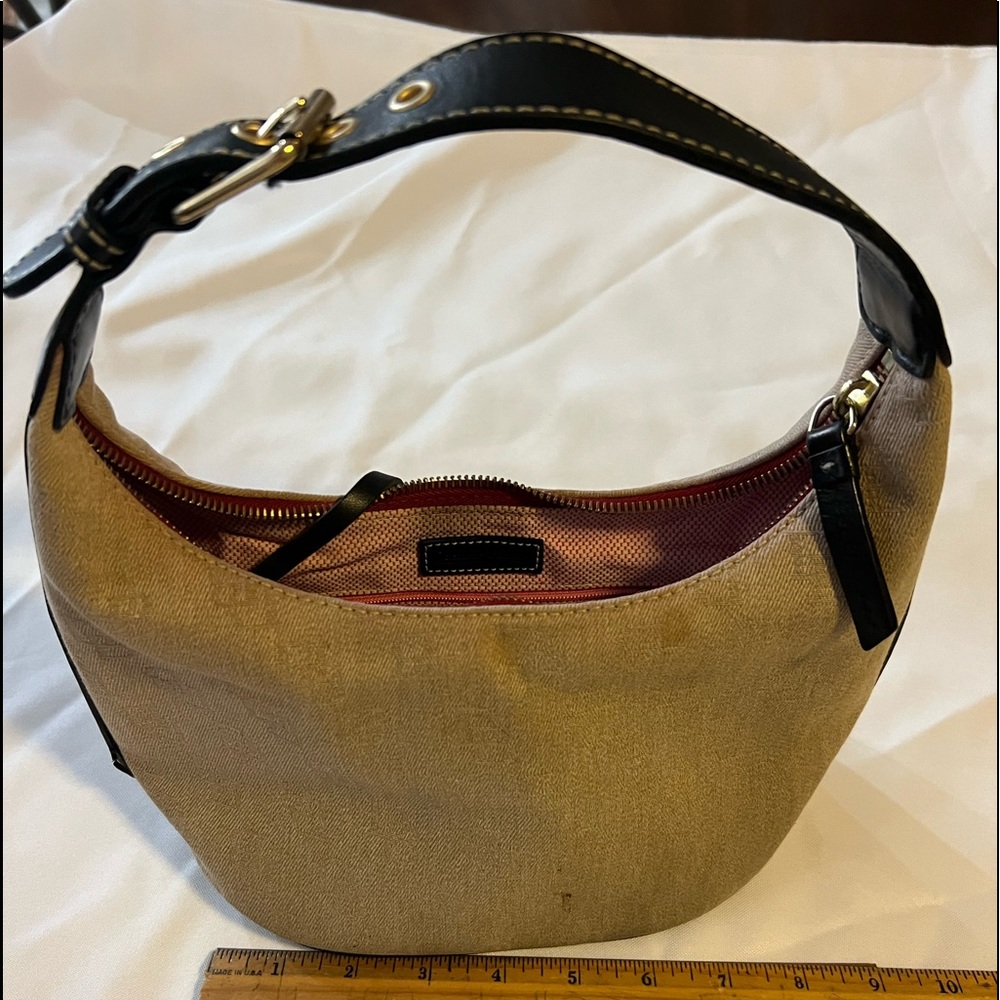 Dooney & Bourke Vintage logo bag, gray with black leather